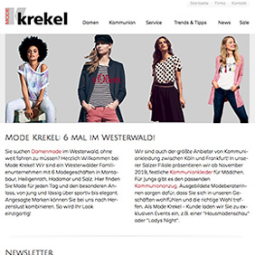 Webdesign für Mode Krekel