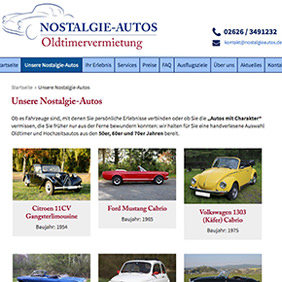 Webdesign für Nostalgieautos Oldtimervermietung